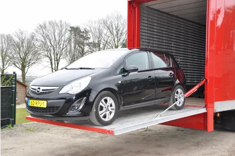 Fruehauf 3 ass oplegger voor vervoer auto.s, motoren ed.