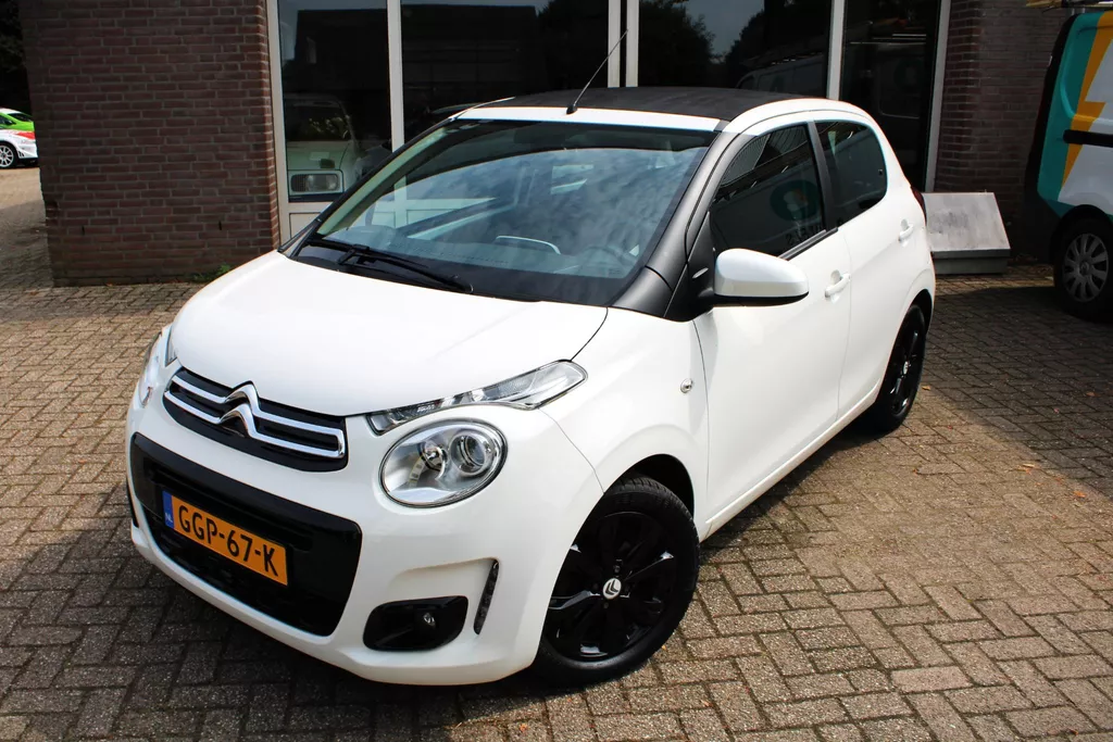 Citroen C1 1.0 VTi Feel Airco, Cruise control, Bluetooth, Elektr. schuif/kantel dak, Parkeersens. A, 15&quot; LMV, Lederen stuur en versnellingspook